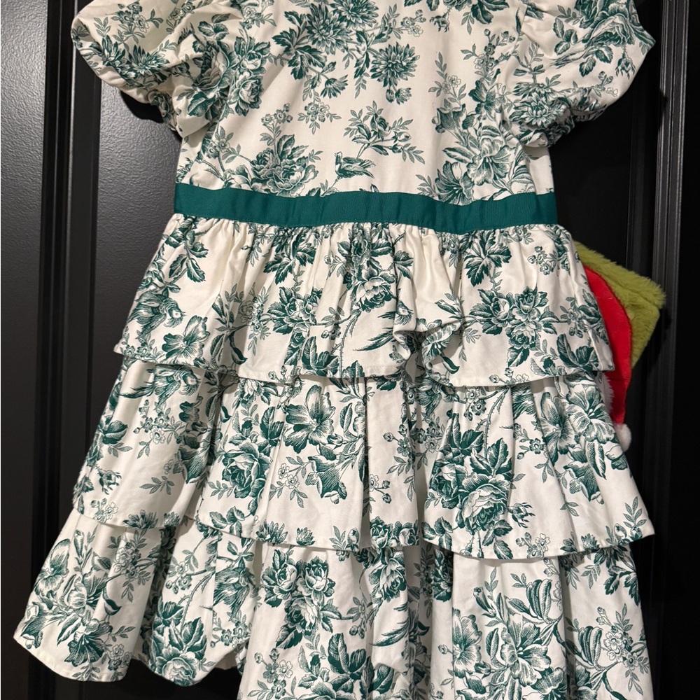 Janie and Jack Green and Cream Floral Dress